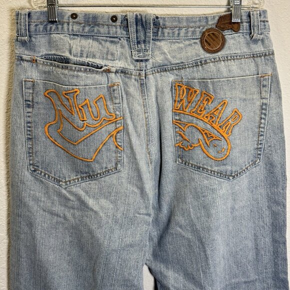 Y2K Nu Wear Rap Hip Hop Skater Baggy Wide Leg Denim Jeans Size 34x29.5 Men READ* - Picture 6 of 12